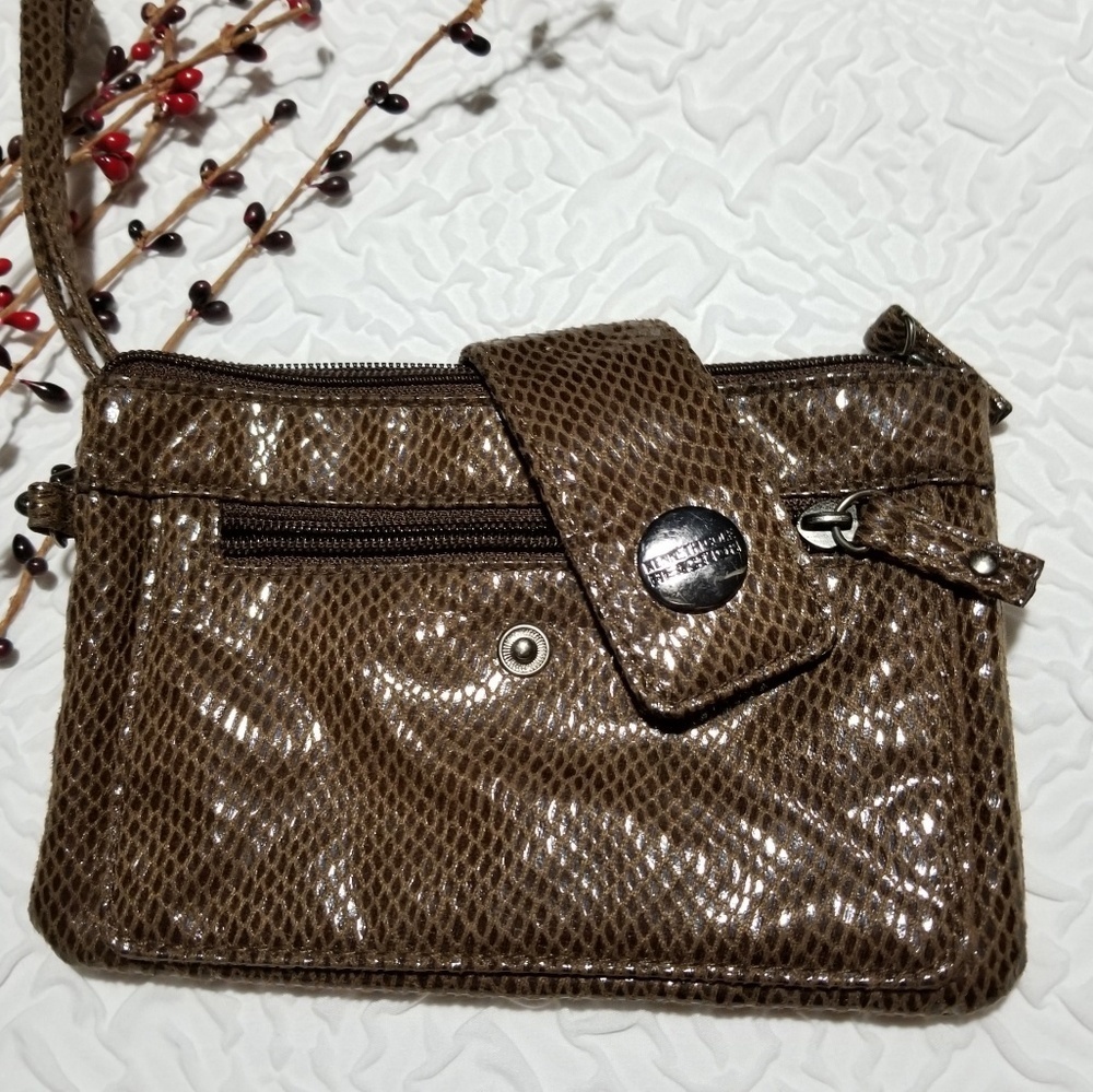 Kenneth Cole Reaction Faux Snakeskin Wristlet - Picture 2 of 6